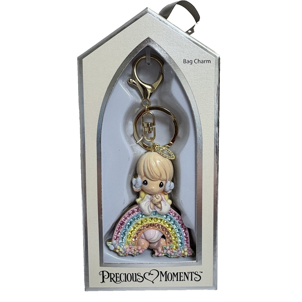 Precious Moments Angel Girl Praying Rainbow Bag Charm Keychain NWT Boxed‎